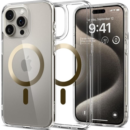 Θήκη Apple iPhone 15 Pro Max - Spigen Ultra Hybrid MagFit με MagSafe - Gold (ACS06579)