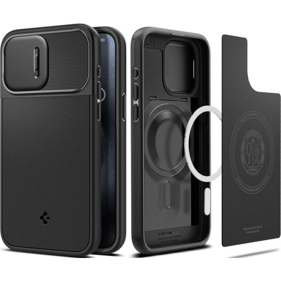 Θήκη Apple iPhone 15 Pro Max - Spigen Optik Armor MagFit με Κάλυμμα για την Κάμερα & MagSafe - Black (ACS06599)