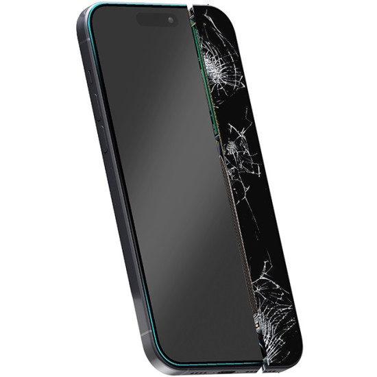 Crong 100D Nano Flexible Glass - Fullface Αντιχαρακτικό Υβριδικό Γυαλί Οθόνης - Apple iPhone 15 Plus - Black (CRG-NANO-IP67)