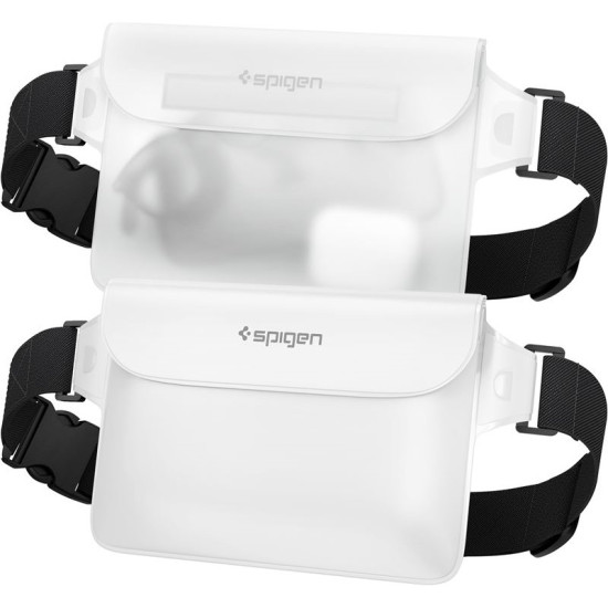 Spigen A620 Aqua Shield Waterproof Pouch Bag - Universal Αδιάβροχη Τσάντα Μέσης - IPX8 - 20 x 12 cm - Snow White - 2 Τεμάχια (AMP06022)