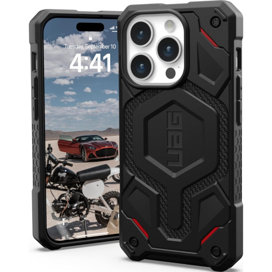 UAG Monarch Pro - Ανθεκτική Θήκη MagSafe - Apple iPhone 15 Pro - Kevlar Black (114221113940)