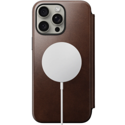 Θήκη iPhone 15 Pro Max Nomad Modern Leather Folio Δερμάτινο Πορτοφόλι με MagSafe - Rustic Brown (NM01635185)