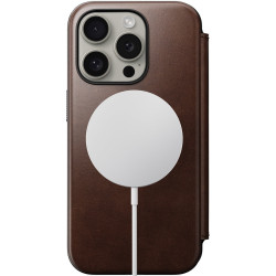 Nomad Modern Leather Folio - MagSafe Δερμάτινη Θήκη - Πορτοφόλι Apple iPhone 15 Pro - Rustic Brown (NM01630685)