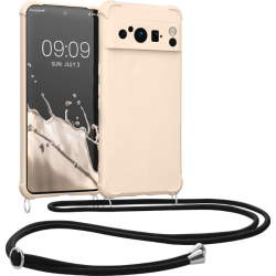 KWmobile Matte Θήκη Σιλικόνης με Λουράκι Λαιμού Google Pixel 8 Pro - Cream (61868.16)