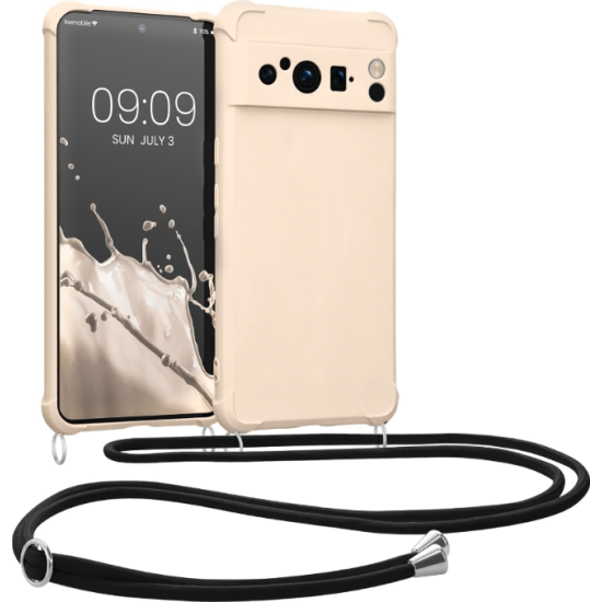 KWmobile Matte Θήκη Σιλικόνης με Λουράκι Λαιμού Google Pixel 8 Pro - Cream (61868.16)