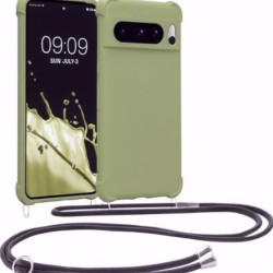 KWmobile Matte Θήκη Σιλικόνης με Λουράκι Λαιμού Google Pixel 8 Pro - Gray Green (61868.172)