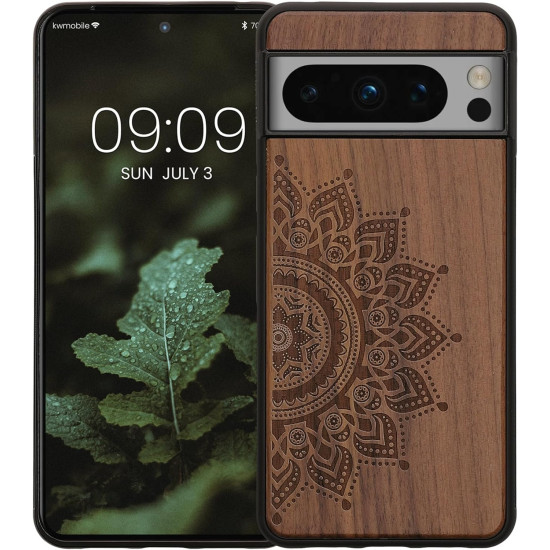 KWmobile Σκληρή Ξύλινη Θήκη με TPU Bumper - Google Pixel 8 Pro - Walnut / Rising Sun (61876.01)