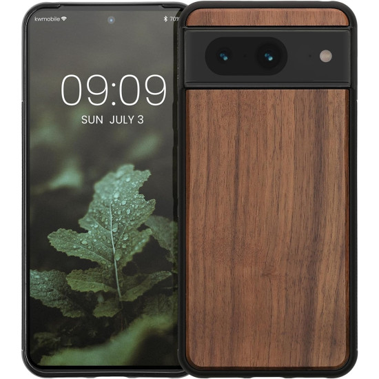 KWmobile Σκληρή Ξύλινη Θήκη με TPU Bumper - Google Pixel 8 - Walnut / Dark Brown (61871.18)