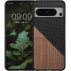KWmobile Wood and Carbon Fiber - Σκληρή Ξύλινη Θήκη με TPU Bumper και Ανθρακονήματα - Google Pixel 8 Pro - Walnut / Dark Brown / Black (61874.01)