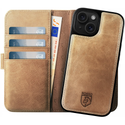 Rosso Elite - MagSafe Δερμάτινη Θήκη / Πορτοφόλι - Apple iPhone 15 - Light Brown (8719246419966)