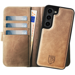 Rosso Elite - MagSafe Δερμάτινη Θήκη / Πορτοφόλι - Samsung Galaxy S23 - Light Brown (8719246420146)