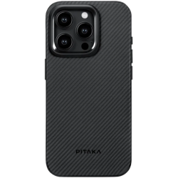 Pitaka MagEZ Case Pro 4 - Ανθεκτική MagSafe Θήκη Aramid Fiber Body με TPU - Apple iPhone 15 Pro Max - 1.6mm - 600D - Black / Grey / Twill (KI1501PMPA)