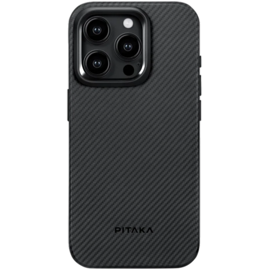Pitaka MagEZ Case Pro 4 - Ανθεκτική MagSafe Θήκη Aramid Fiber Body με TPU - Apple iPhone 15 Pro Max - 1.6mm - 600D - Black / Grey / Twill (KI1501PMPA)