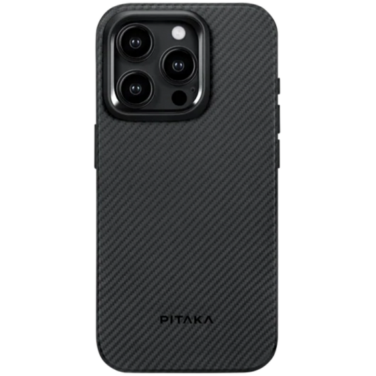 Pitaka MagEZ Case Pro 4 - Ανθεκτική MagSafe Θήκη Aramid Fiber Body με TPU - Apple iPhone 15 Pro - 1.6mm - 600D - Black / Grey / Twill (KI1501PPA)