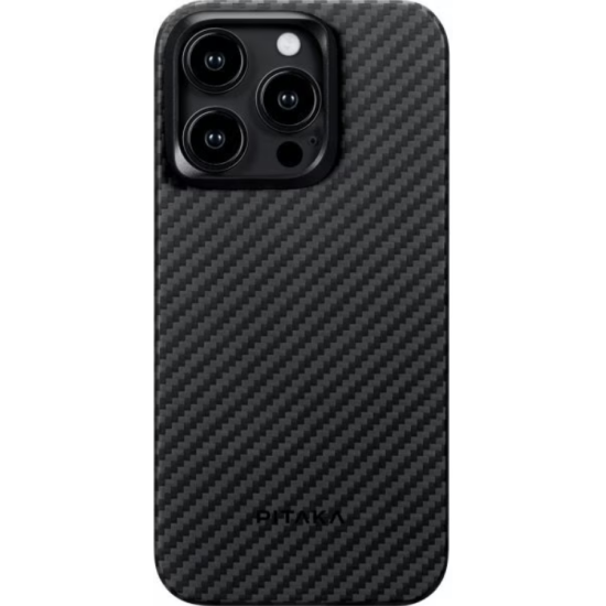 Pitaka MagEZ Case 4 - MagSafe Θήκη Aramid Fiber Body Apple iPhone 15 Pro - 1.15mm - 1500D - Black / Grey / Twill (KI1501P)