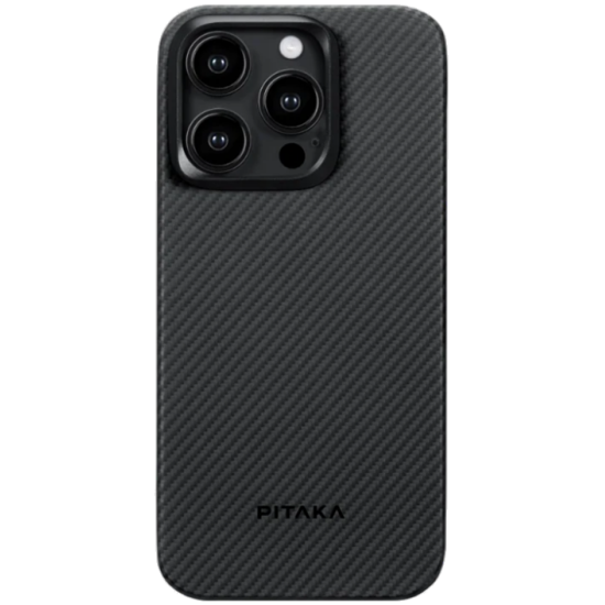 Pitaka MagEZ Case 4 - MagSafe Θήκη Aramid Fiber Body Apple iPhone 15 Pro - 0.95mm - 600D - Black / Grey / Twill (KI1501PA)