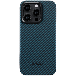 Pitaka MagEZ Case 4 - MagSafe Θήκη Aramid Fiber Body Apple iPhone 15 Pro - 1.15mm - 1500D - Black / Blue / Twill (KI1508P)