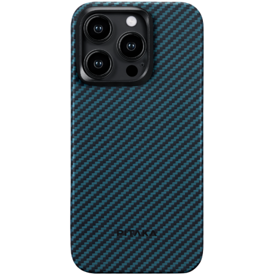 Pitaka MagEZ Case 4 - MagSafe Θήκη Aramid Fiber Body Apple iPhone 15 Pro - 1.15mm - 1500D - Black / Blue / Twill (KI1508P)