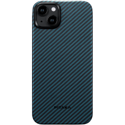 Pitaka MagEZ Case 4 - MagSafe Θήκη Aramid Fiber Body Apple iPhone 15 - 1.15mm - 1500D - Black / Blue / Twill (KI1508)