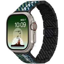 Pitaka Poetry of Things ChromaCarbon Watch Band - Λουράκι από Aramid Fiber / Ανθρακονήματα & Ανοξείδωτο Ατσάλι - Apple Watch Ultra/SE/11/10/9/8/7/6/5/4 (49/46/45/44/42/41/40/38mm) - Wind (AWB2305)