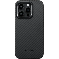 Θήκη iPhone 15 Pro Pitaka MagEZ Case Pro 4 με MagSafe Aramid Fiber Body & TPU 1.6mm 1500D - Black / Grey / Twill (KI1501PP)