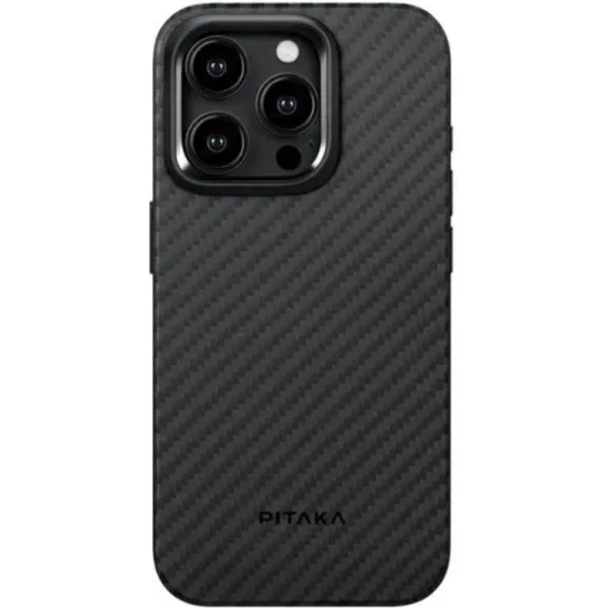 Θήκη iPhone 15 Pro Pitaka MagEZ Case Pro 4 με MagSafe Aramid Fiber Body & TPU 1.6mm 1500D - Black / Grey / Twill (KI1501PP)
