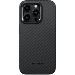 Θήκη iPhone 15 Pro Max Pitaka MagEZ Case Pro 4 με MagSafe Aramid Fiber Body & TPU 1.6mm 1500D - Black / Grey / Twill (KI1501PMP)