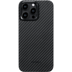 Θήκη iPhone 15 Pro Max Pitaka MagEZ Case 4 με MagSafe Aramid Fiber Body 1.15mm 1500D - Black / Grey / Twill (KI1501PM)