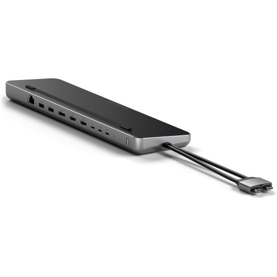 Satechi USB-C Dual Dock Stand - Docking Station με 3 x Type-C / 2 x HDMI 4K 60Hz / 1 x DisplayPort  / 2 x USB-A / 1 x Ethernet / 1 x SSD Θήκη για M.2 SATA / NVMe (ST-DDSM)