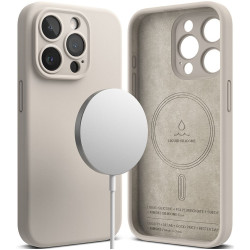 Ringke Silicone Magnetic - Ανθεκτική MagSafe Θήκη Σιλικόνης - Apple iPhone 15 Pro Max - Stone (8809919307161)