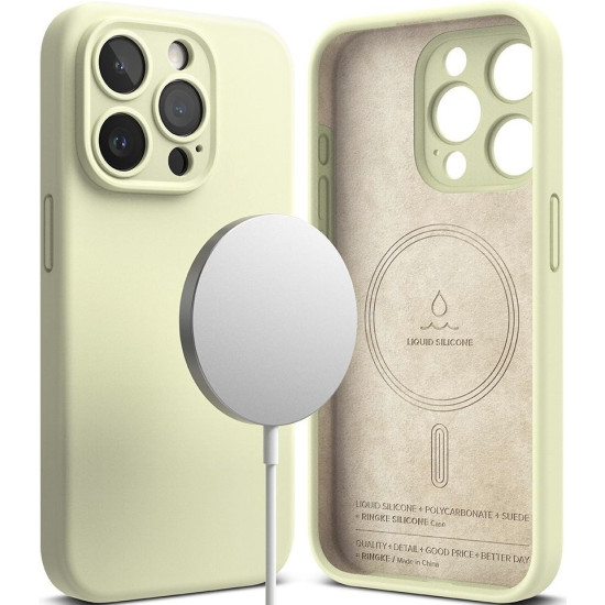 Ringke Silicone Magnetic - Ανθεκτική MagSafe Θήκη Σιλικόνης - Apple iPhone 15 Pro Max - Sunny Lime (8809919307109)