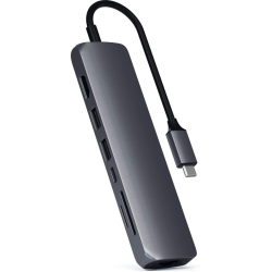 Satechi USB-C Slim Multi-Port with Ethernet Adapter - Αντάπτορας με 2 x USB-A / 1 x Type-C PD 60W / 1 x HDMI 4K 60HZ / 1 x Ethernet / 1 x SD & MicroSD - Space Gray (ST-UCSMA3M)