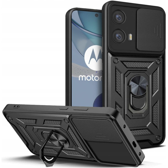 Techsuit CamShield - Ανθεκτική Θήκη με Κάλυμμα για την Κάμερα & Μεταλλικό Ring Holder - Motorola Moto G73 - Black (5949419070585)