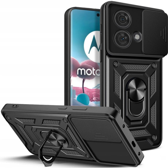 Techsuit CamShield - Ανθεκτική Θήκη με Κάλυμμα για την Κάμερα & Μεταλλικό Ring Holder - Motorola Edge 40 Neo - Black (5949419070554)