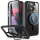 ESR Armor Tough with Stash Stand HaloLock - Ανθεκτική 360° Διάφανη MagSafe Θήκη με Kickstand & Tempered Glass για Φακό Κάμερας - Apple iPhone 15 Pro - Clear / Black (4894240176634)