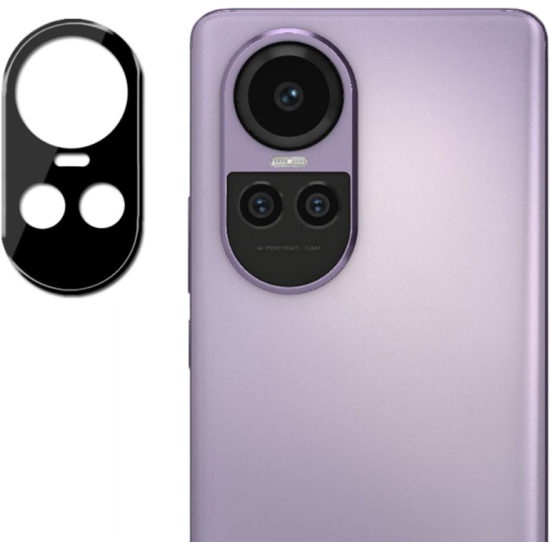 Techsuit Full Camera Tempered Glass - Αντιχαρακτικό Γυαλί Προστασίας για Φακό Κάμερας - Oppo Reno10 Pro - Black (5949419074316)