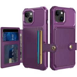 HappyCase 3 σε 1 - Θήκη Σιλικόνης με Ενσωματωμένο PU Πορτοφόλι - Apple iPhone 15 - Purple (8719246420795)