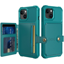 HappyCase 3 σε 1 - Θήκη Σιλικόνης με Ενσωματωμένο PU Πορτοφόλι - Apple iPhone 15 - Green / Blue (8719246421198)