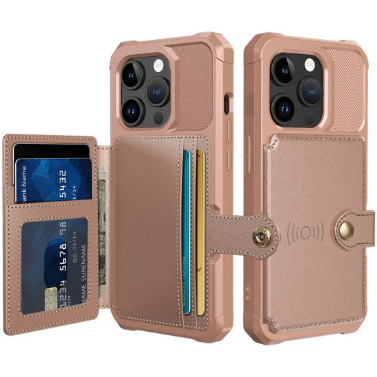 HappyCase 3 σε 1 - Θήκη Σιλικόνης με Ενσωματωμένο PU Πορτοφόλι - Apple iPhone 15 Pro - Pink (8719246421013)