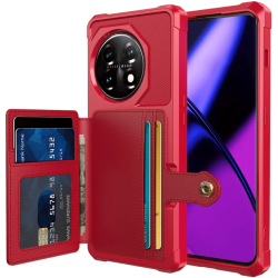 HappyCase 3 σε 1 - Θήκη Σιλικόνης με Ενσωματωμένο PU Πορτοφόλι - OnePlus 11 - Red (8719246420689)