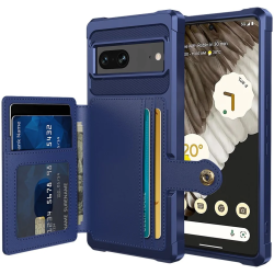 HappyCase 3 σε 1 - Θήκη Σιλικόνης με Ενσωματωμένο PU Πορτοφόλι - Google Pixel 7 - Dark Blue (8719246421433)