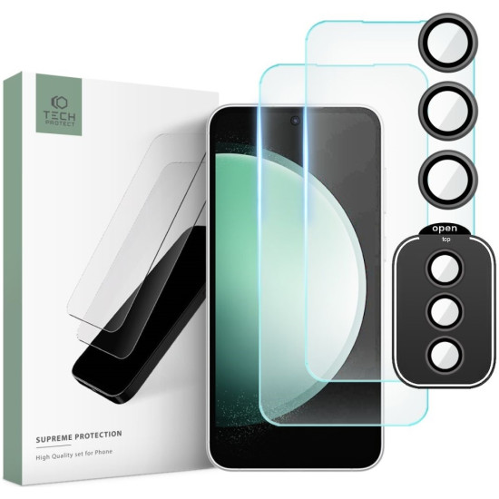 Tech-Protect Supreme Set - Σετ Tempered Glass 2 x Αντιχαρακτικά Προστατευτικά Οθόνης και 1 x Κάμερας - Samsung Galaxy S23 FE - Clear (9319456606478)