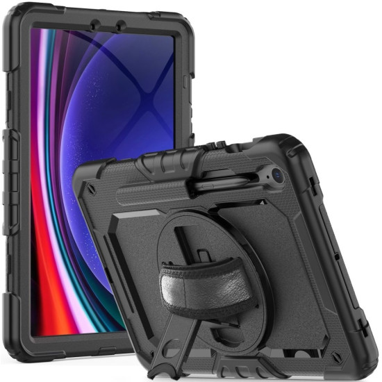 Tech-Protect Ανθεκτική Θήκη Solid 360 με Λαβή / Backstand / Ζώνη Μεταφοράς - Samsung Galaxy Tab S10 Lite 10.9" / S10 FE 10.9" / S9 FE 10.9" / S9 11" - Black (9319456606249)