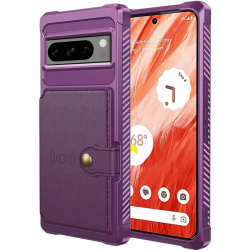 HappyCase 3 σε 1 - Θήκη Σιλικόνης με Ενσωματωμένο PU Πορτοφόλι - Google Pixel 8 Pro - Purple (8719246420870)