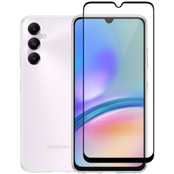 Vivid Σετ Διάφανη Θήκη Σιλικόνης Gelly & Full Face Tempered Glass - Samsung Galaxy A05s - Transparent / Black (VIGELLY341GLASSBK)
