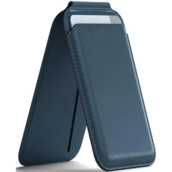 Satechi Vegan-Leather Magnetic Wallet Stand - MagSafe Θήκη - Πορτοφόλι για Κάρτες / Αναδιπλούμενη Βάση από Δέρμα Vegan - Dark Blue (ST-VLWB)