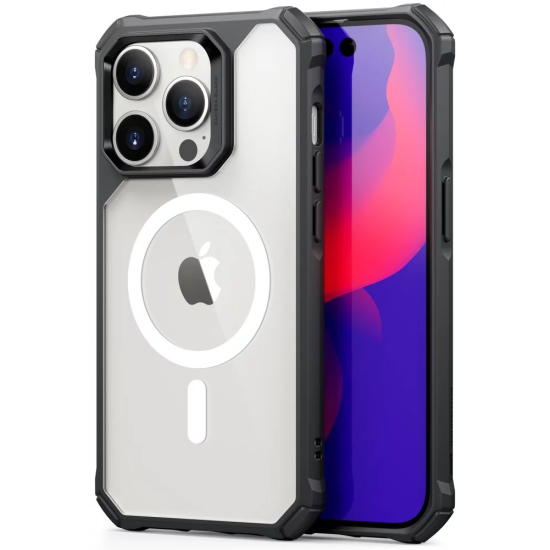 ESR Air Armor HaloLock - Διάφανη Ανθεκτική MagSafe Θήκη Apple iPhone 14 Pro Max - Clear / Black (4894240161715)