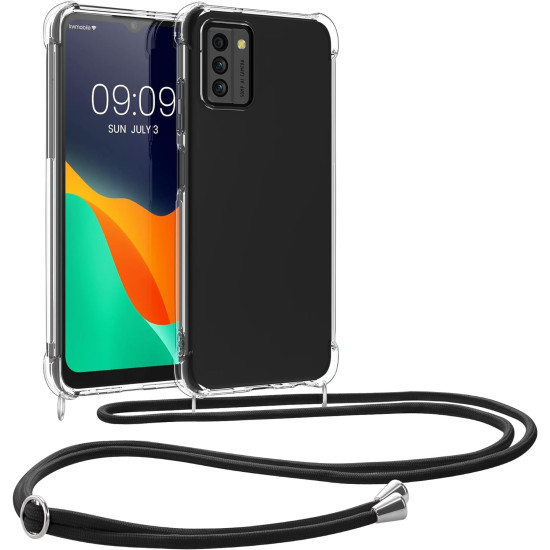KWmobile Διάφανη Θήκη Σιλικόνης με Λουράκι Λαιμού - Nokia G22 - Black / Transparent (61196.03)