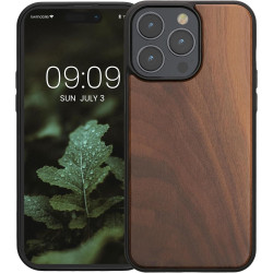 KWmobile Σκληρή Ξύλινη Θήκη με TPU Bumper - Apple iPhone 15 Pro Max - Walnut / Dark Brown (62010.18)