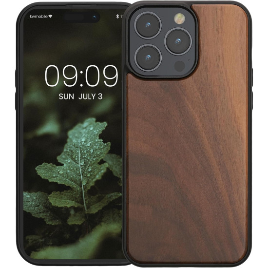 KWmobile Σκληρή Ξύλινη Θήκη με TPU Bumper - Apple iPhone 15 Pro Max - Walnut / Dark Brown (62010.18)